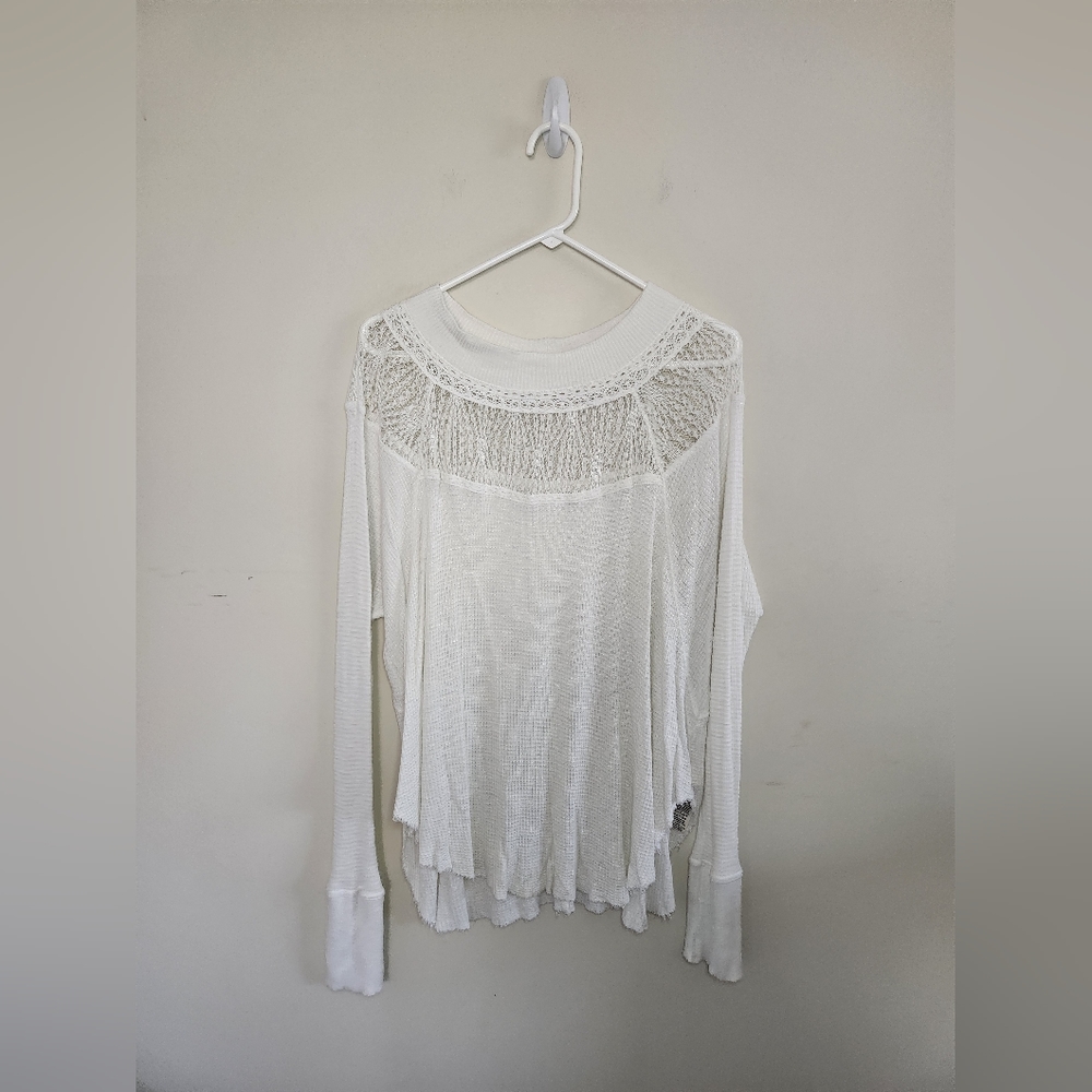 Free People White Lace Detail Top - Picture 4 of 9